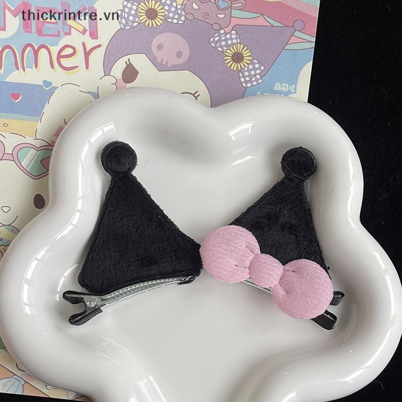 Thi 2 cái kawaii phim hoạt hình kuromi tai kẹp tóc dễ thương nơ bên kẹp tóc phụ kiện tóc mũ nón cho bé gái quà tặng halloween vn