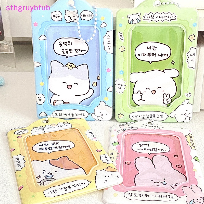 Sthb fashion korea 3 inch photocard holder kpop card keychain mặt dây chuyền thần tượng chủ thẻ xe buýt ngân hàng id thẻ bìa đồ dùng học sinh vn