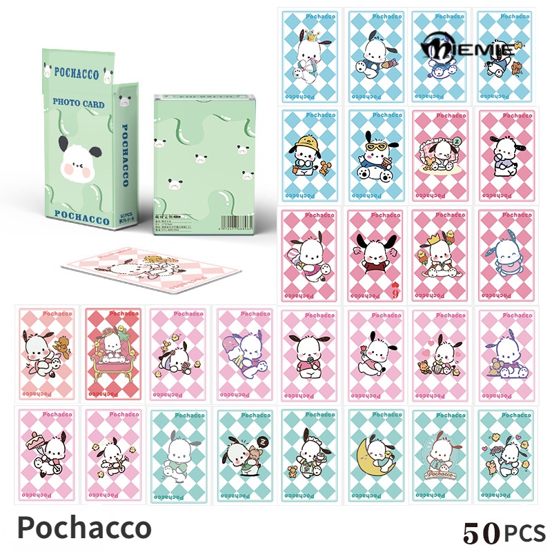 50 cái / hộp thẻ sanrio lomo 57x86mm kuromi melody cinnamoroll pochacco bưu thiếp thẻ laser ngoại vi
