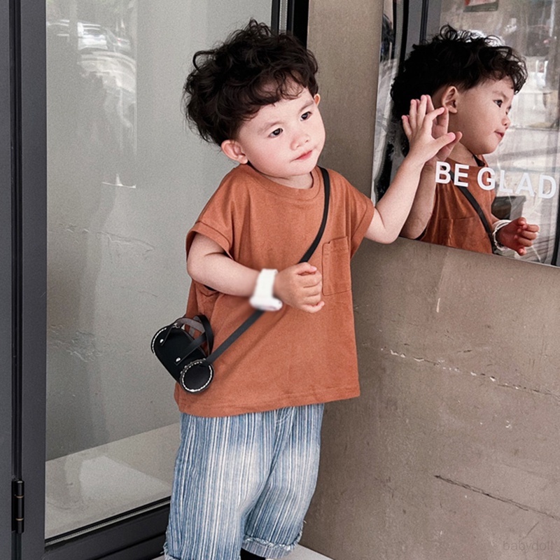Túi xách cổ điển dành cho trẻ em túi đeo vai thường túi xách nam và nữ phong cách hàn quốc màu sắc rắn túi đeo vai của cô gái