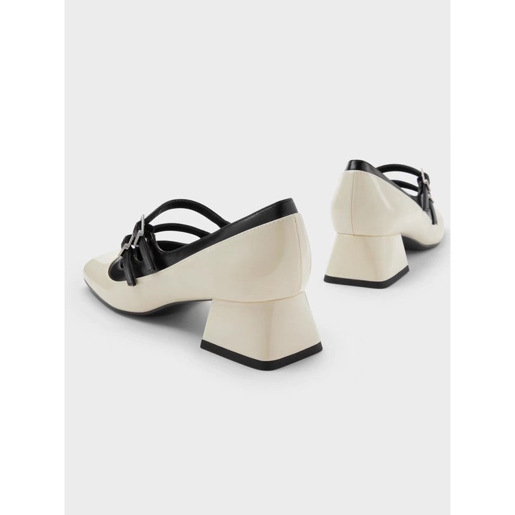 Ngón chân vuông mid-heel giày nữ dây đeo phẳng gót dày giày gót chuyên nghiệp