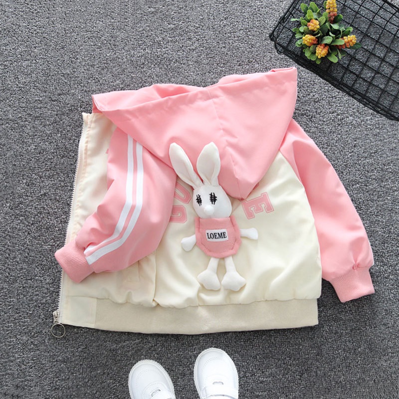 Áo Khoác Mỏng In Hình Thỏ Dễ Thương Thời Trang Xuân Thu Cho Bé Gái