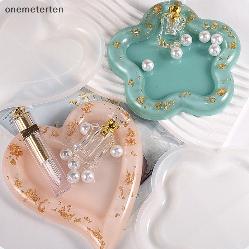 Rten hoa tròn khay bê tông khuôn silicone gấu trái tim coaster thạch cao đất sét khay lưu trữ đồ trang sức trưng bày tấm nhựa khuôn n