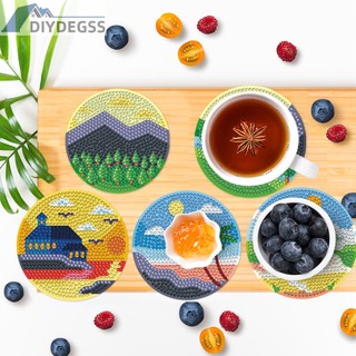 Diy coaster set beach 8pcs diamond paintings coasters kit bộ dụng cụ vẽ tranh kim cương