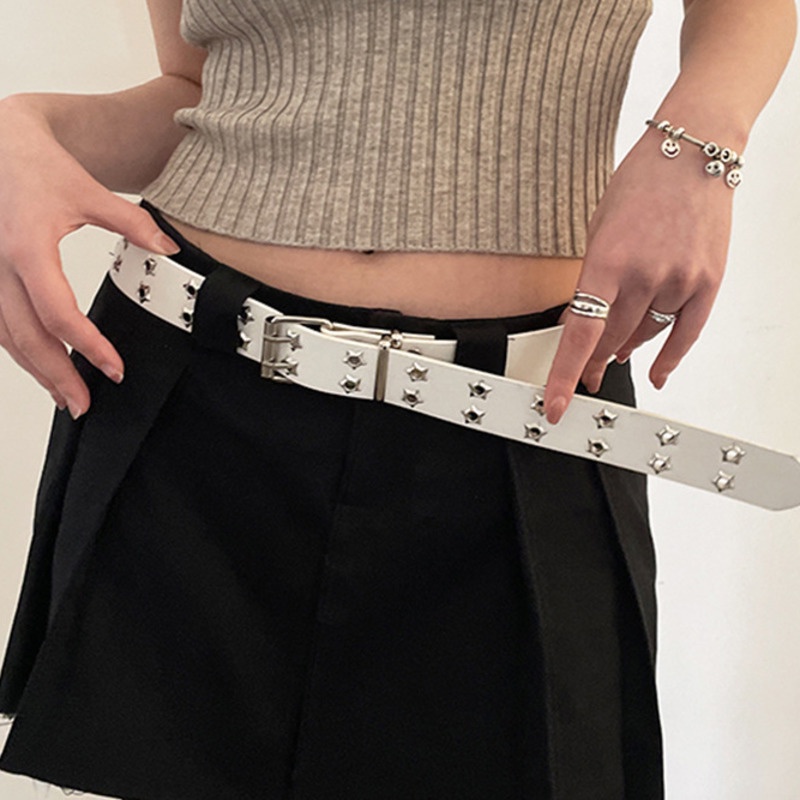 Sweet cool spicy girl belt new hip hop punk double button belt thắt lưng quần jean phong cách ins đa năng