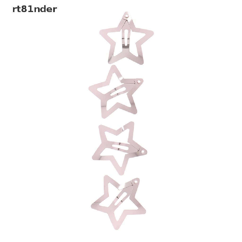 Rt Set 4 Kẹp Tóc BB Hình Ngôi Sao Màu Bạc Tối Giản Cho Nữ