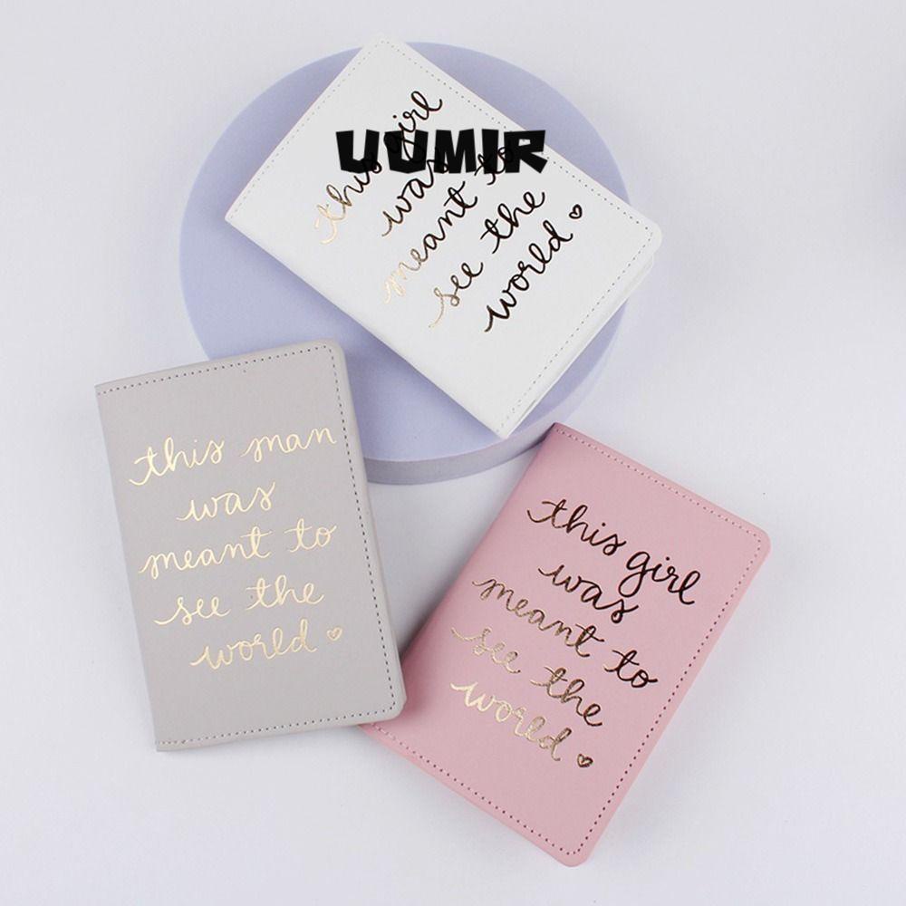 UUMIR Vỏ bọc hộ chiếu in chữ đơn giản cho cặp đôi giá đỡ