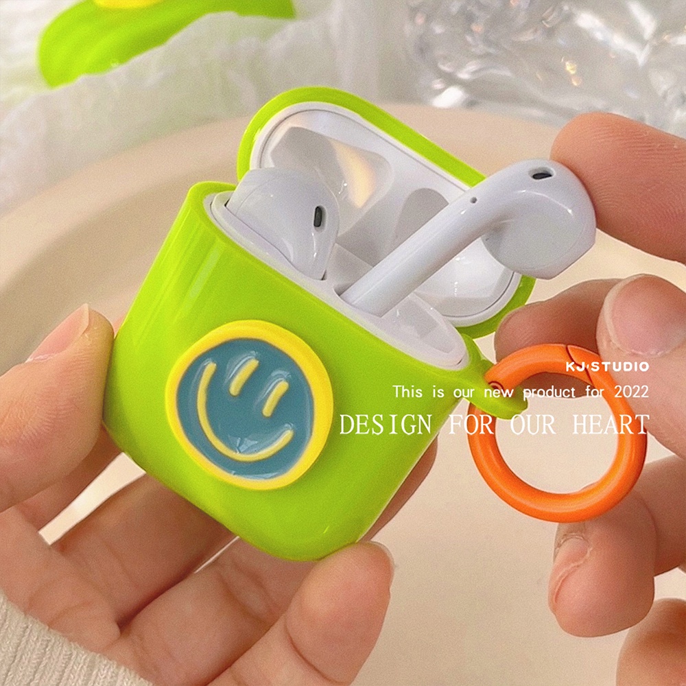 Vỏ Bảo Vệ Hộp Sạc Tai Nghe Bluetooth Chống Rơi Hình Mặt Cười Hoạt Hình Cho AirPods 1 / 2 / 3 /