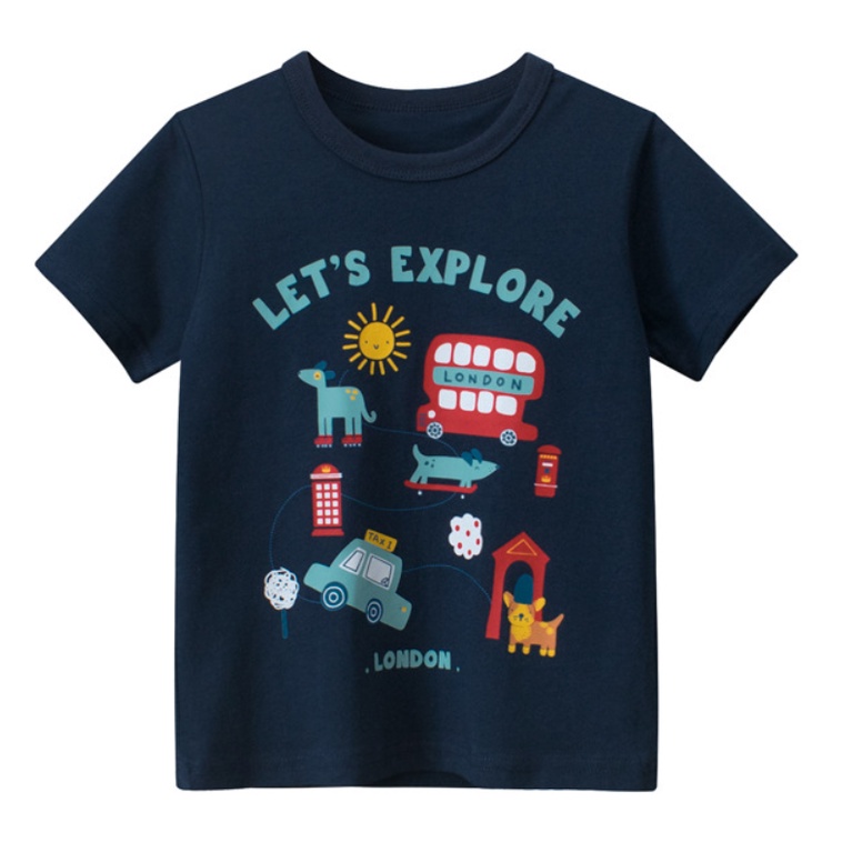 Áo thun bé trai Kotokids áo thun cho bé in hình ôtô chất cotton
