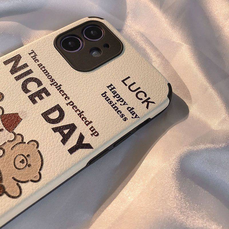 Cute Bear Apple 14/13pro Phone Case Iphone12 Soft Case 11pro All-Inclusive Xrxs Drop-Resistant 8Plus WXDB