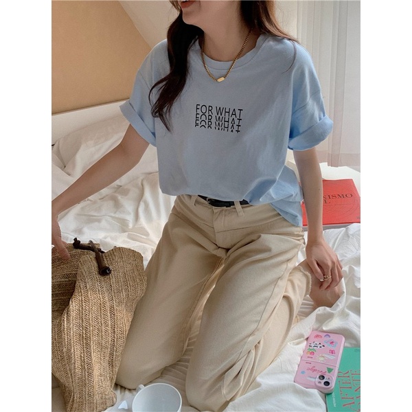 「 WELOVE1 」Áo Thun Tay Ngắn Cổ Tròn Dáng Rộng In Chữ Phong Cách Retro Thời Trang Thường Ngày Dành Cho Bạn Gái