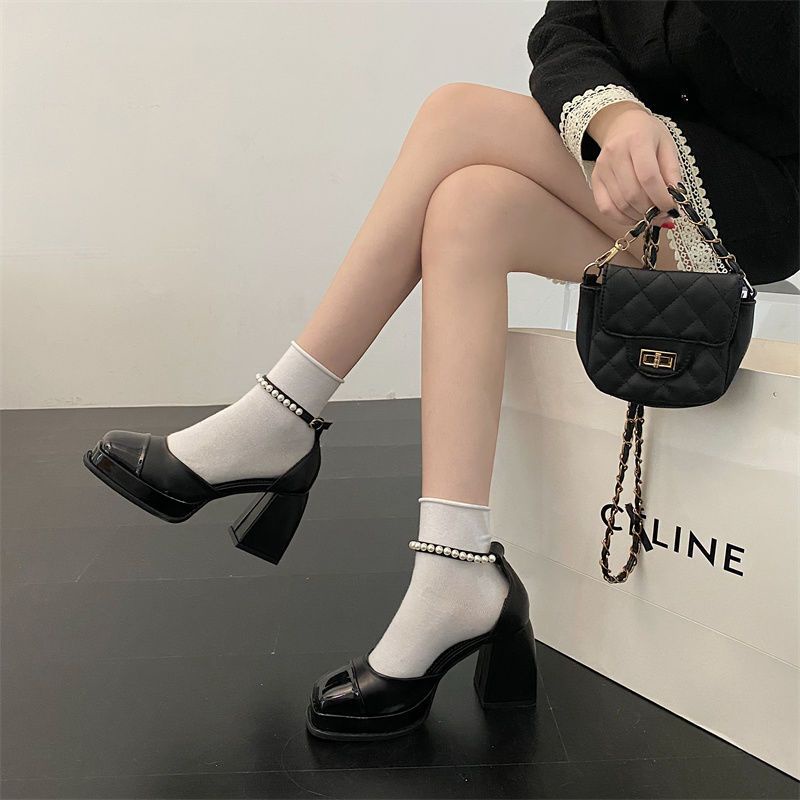 UOUO  giày cao gót đế vuông Giày Sandal Cao Gót Mũi Vuông dép Dày Không Thấm Nước Cho Búp Bê Barbie Unique ins Beautiful Phong cách B25G05B 37Z230910