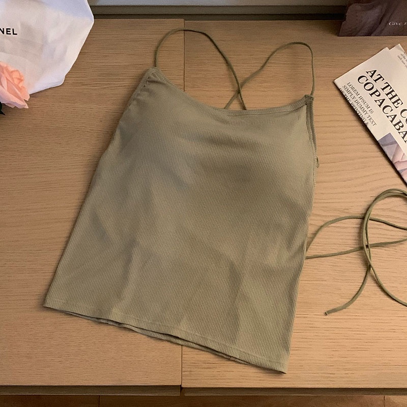 Áo Hai Dây Mùa Hè Hở Lưng Dáng Ôm Gợi Cảm Cho Nữ