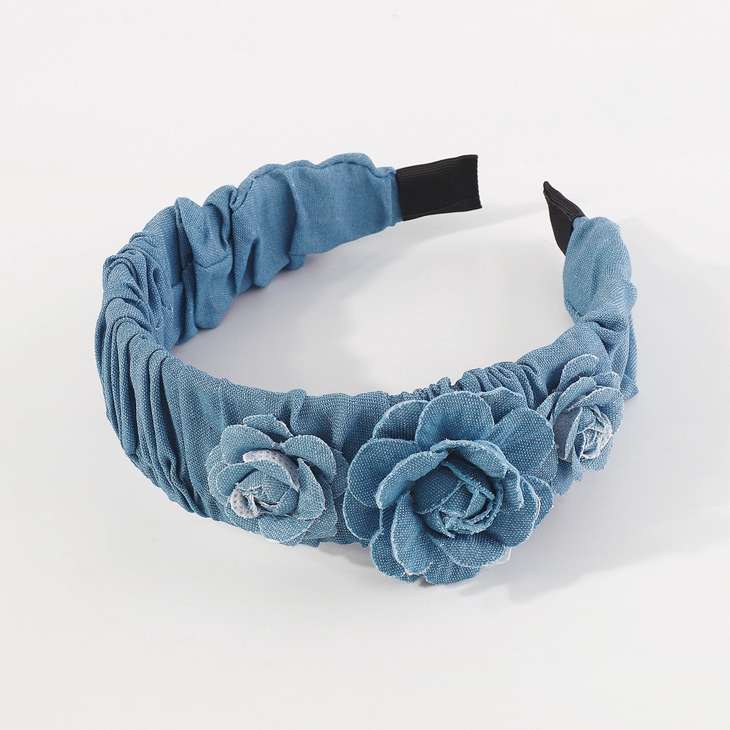 Hàng Mới Về Băng Đô denim Hoa Hồng Ba Chiều Sáng Tạo Cá Tính Thời Trang