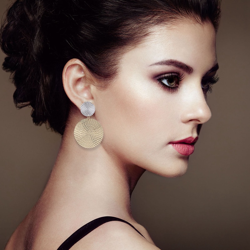 Khuyên Tai Nữ Hình Tròn Phối Màu Thời Trang