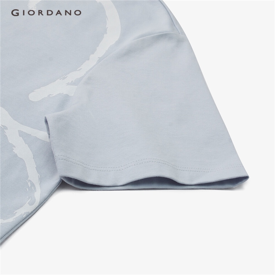 GIORDANO WOMEN Flower print crewneck short sleeve cotton tee 05393393