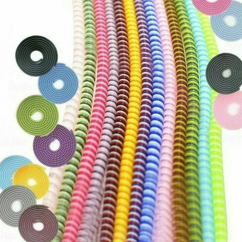 Dây Quấn Bảo Vệ Cáp Sạc Bằng Nhựa TPU Mềm Màu Laser Chống Bụi 1.4m DIY