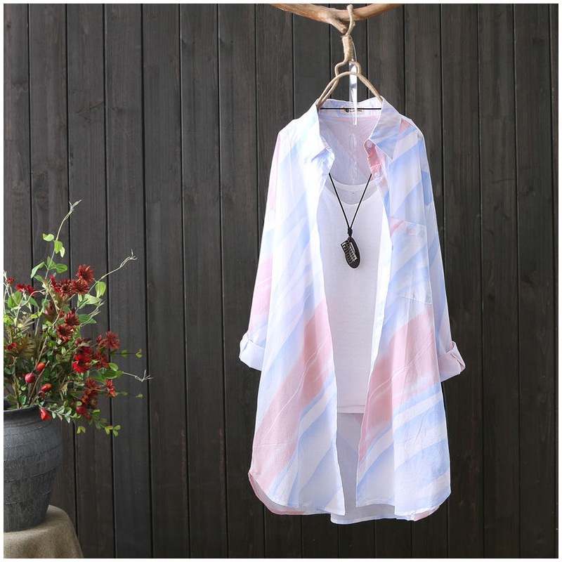 Áo Sơ Mi Chiffon Dài Tay Chống Nắng Dáng Rộng In Họa Tiết Phong Cách Mới Cho Nữ