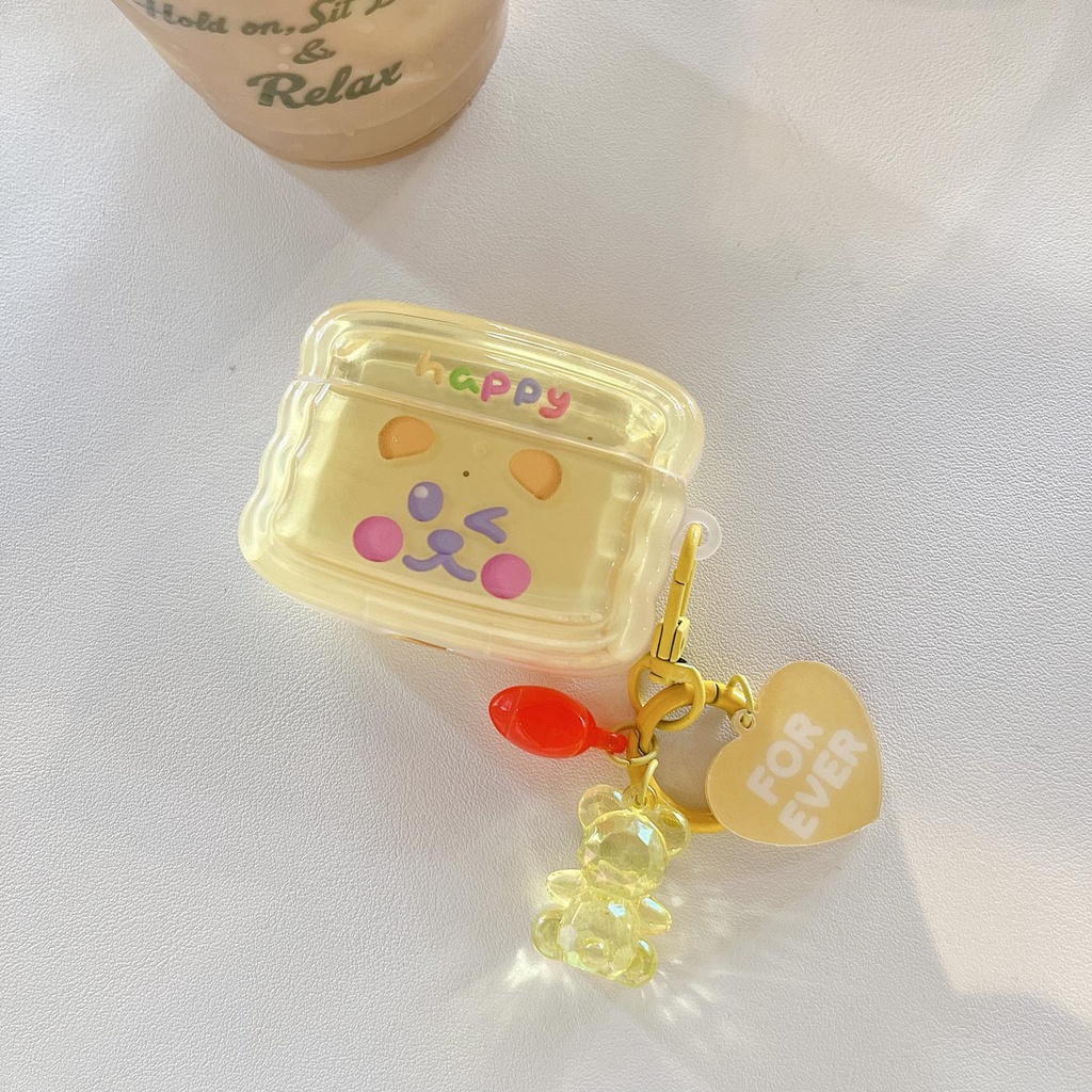 Vỏ Bảo Vệ Hộp Sạc Tai Nghe Bluetooth AirPods 1 2 3 pro2 2022 Bằng Silicon Tpu Mềm Trong Suốt Họa Tiết Gợn Sóng Dễ Thương