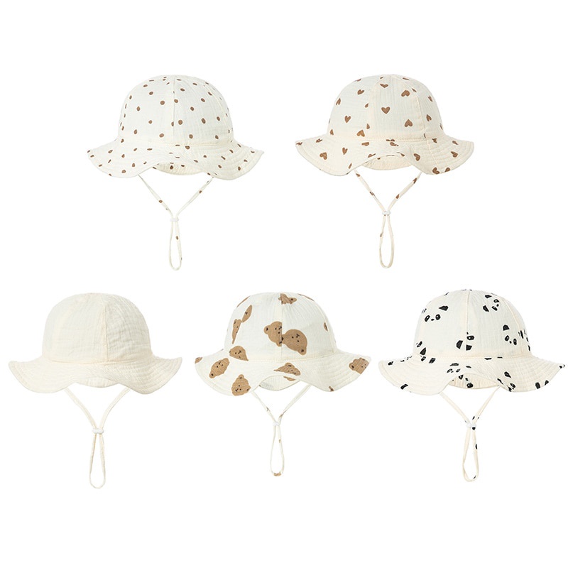 Nón Tai Bèo Che Nắng In Họa Tiết Gấu Dễ Thương Thời Trang Mùa Hè Cho Bé Trai Và Gái
