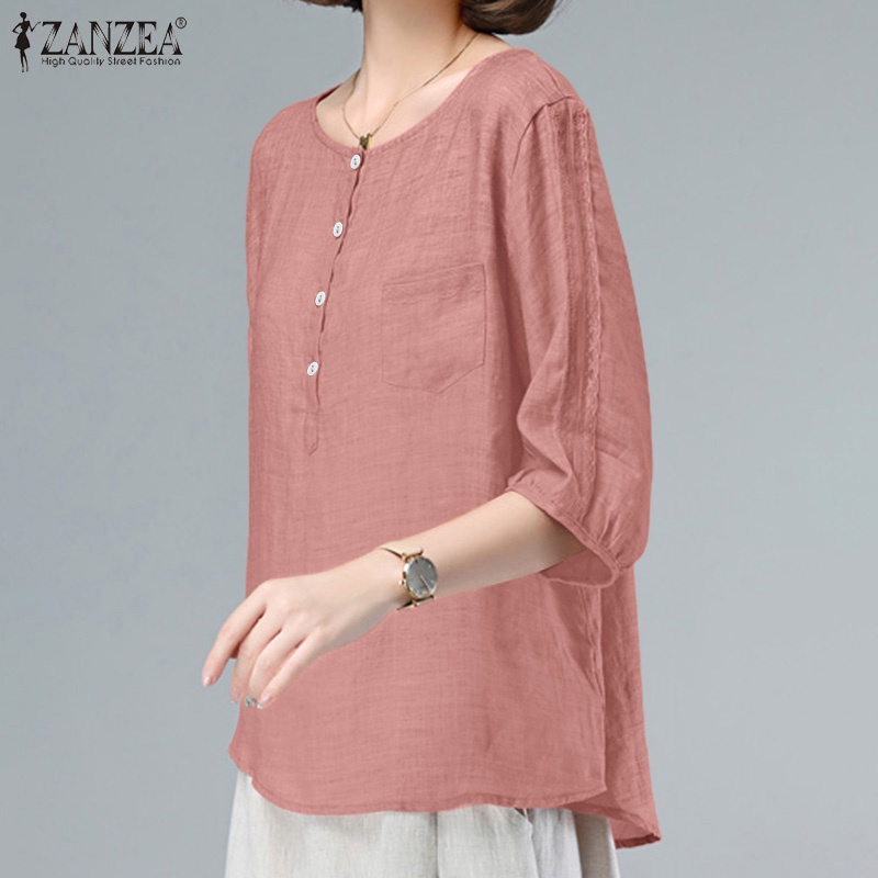 Zanzea Áo Nữ Tay 3 / 4 Phối Ren Phong Cách Hàn Quốc