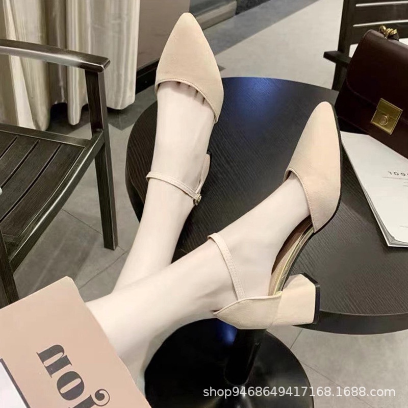 Giày cao gót XIELUAIZTA quai cài ngang phong cách Hàn Quốc thời trang trẻ trung dành cho nữ