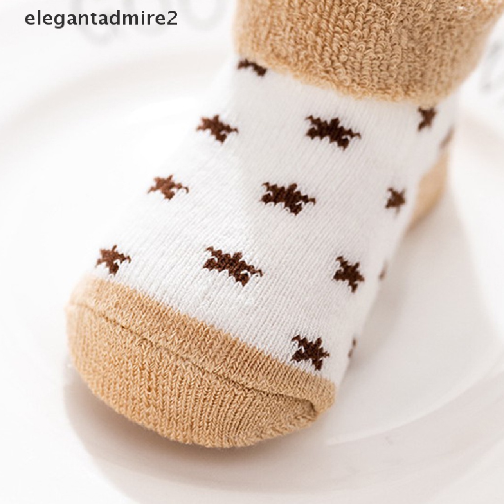 Bộ 5 Đôi Vớ Cotton Dày Giữ Ấm Chống Trượt Thoáng Khí In Họa Tiết Hoạt Hình Dễ Thương Thời Trang Thu Đông Cho Bé Sơ Sinh