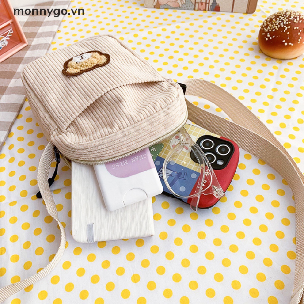 Monnygo 1 Túi Đeo Chéo Vai Đựng Điện Thoại Bằng Vải Nhung Hình Gấu Dành Cho Học Sinh Trẻ Em VN