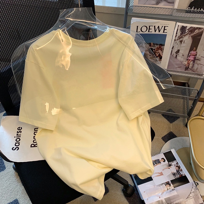 NRVP Áo Thun 100% Cotton Tay Ngắn Dáng Rộng In Họa Tiết Phong Cách Hàn Quốc Thời Trang Cho Nữ