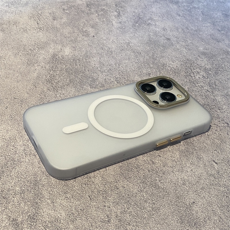 Ốp Điện Thoại Cứng Siêu Mỏng Đính Nút Kim Loại Hít Nam Châm Chống Rơi Cho iPhone 14 Pro Max 13 12 Pro Plus