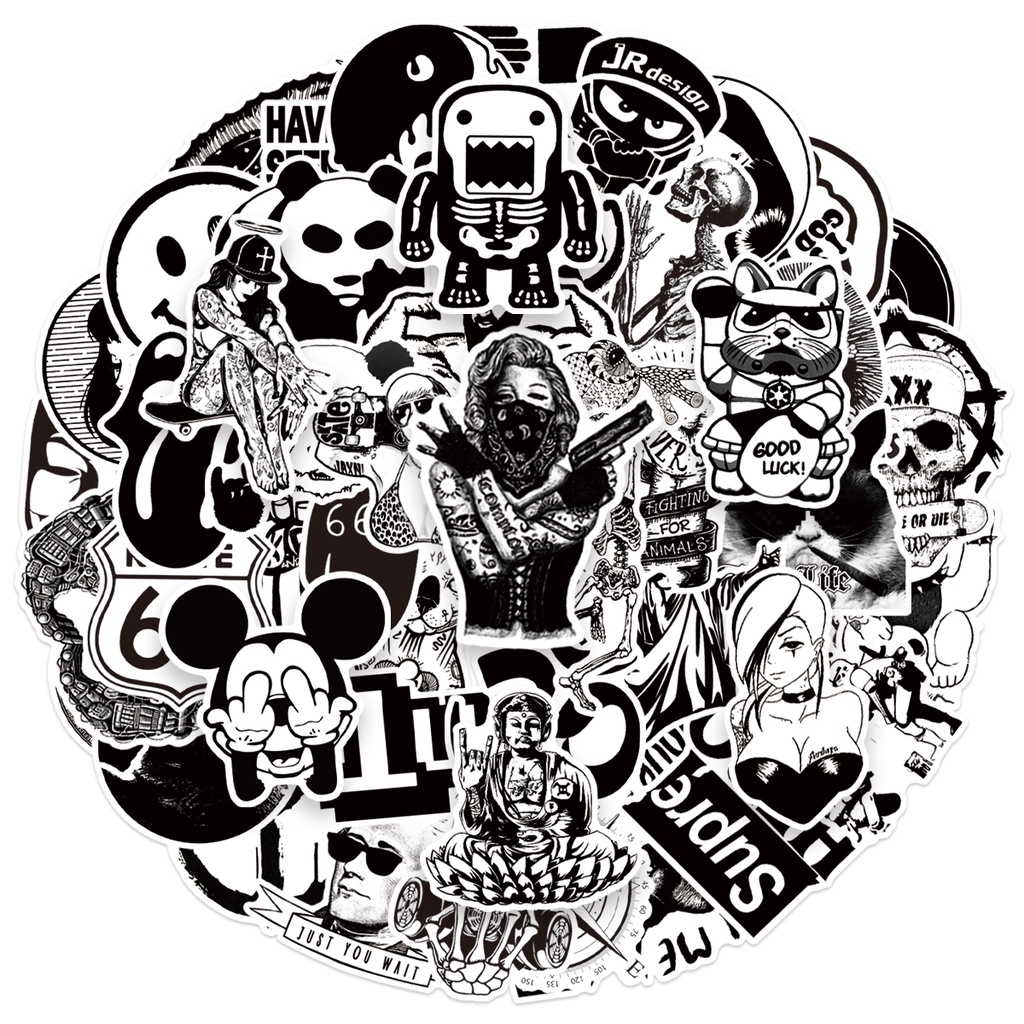 ❉ Hiphop Slang vui vẻ. Nhãn Dán Series 02 Đen Trắng Cổ Điển ❉ Bộ 50 Sticker Chống Thấm Nước Họa Tiết Doodle Hợp Thời Trang