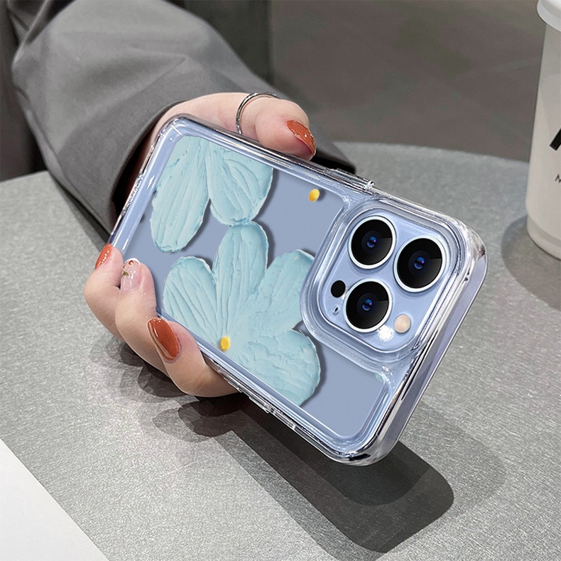 Ốp Điện Thoại DecoPhone TPU Acrylic Hình Hoa Màu Xanh Dương Trong Suốt Samsung Galaxy A73 A54 A53 A34 A33 A23 A14 A13 A04S 4G 5G