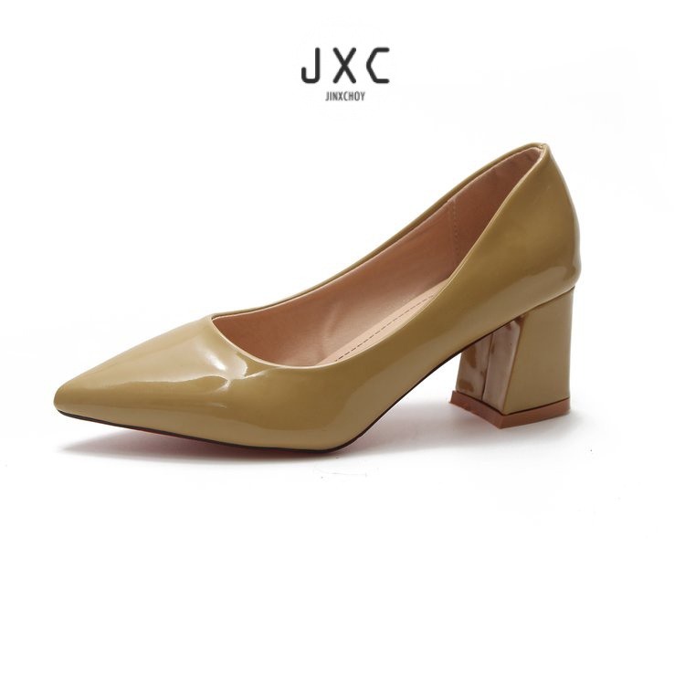 JINxCHOY Giày cao gót JINXCHOY đế dày màu trơn đơn giản hợp thời trang dễ phối đồ