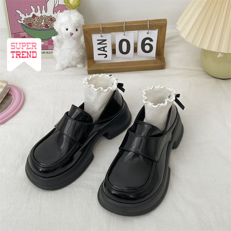Giày Mary Jane Mũi Tròn Màu Trơn Đơn Giản Thoải Mái Hợp Thời Trang