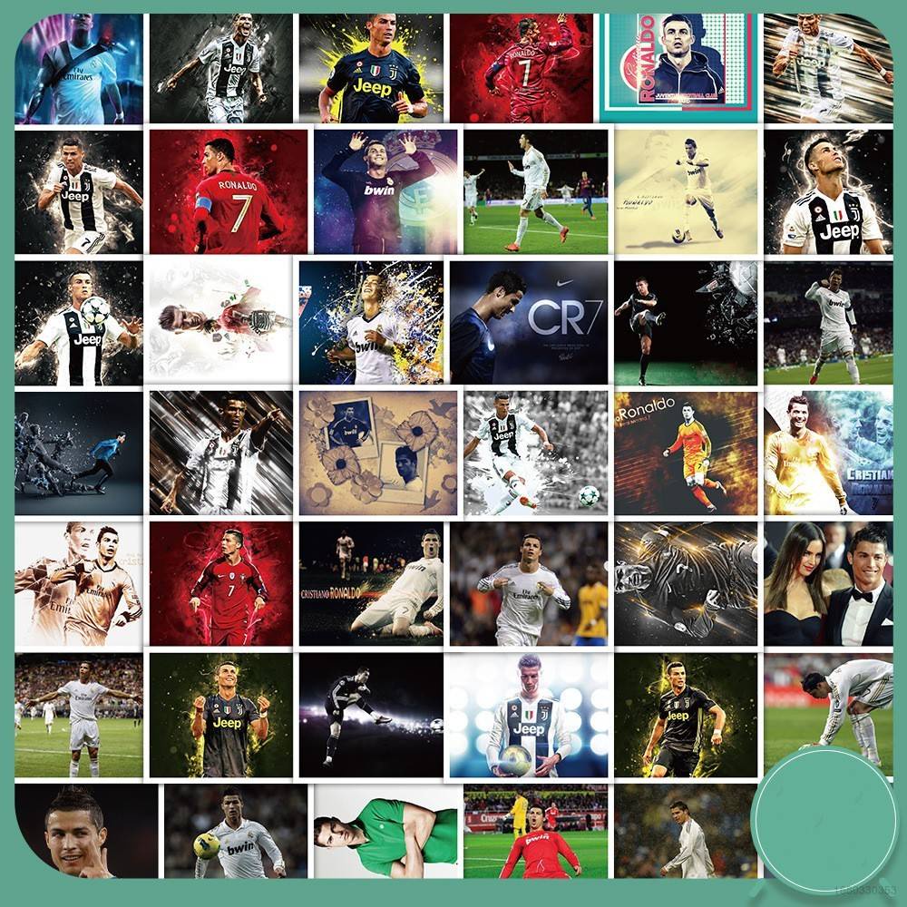 Bộ 50 Miếng Dán Chống Thấm Nước Hình Cristiano Ronaldo Trang Trí Sổ Tay / Vali / Đèn ledger DIY