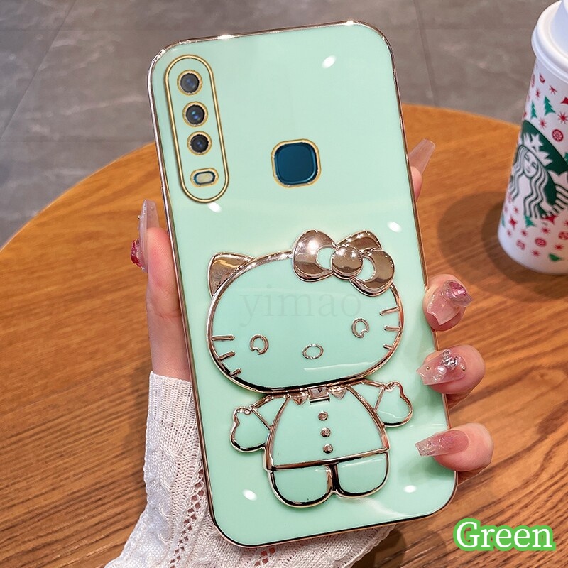 Ốp Điện Thoại Mềm Có Giá Đỡ & Gương 3D Cho Vivo 1916 1928 1901 1902 1903 1904 1906 1915 1933 1818 1819