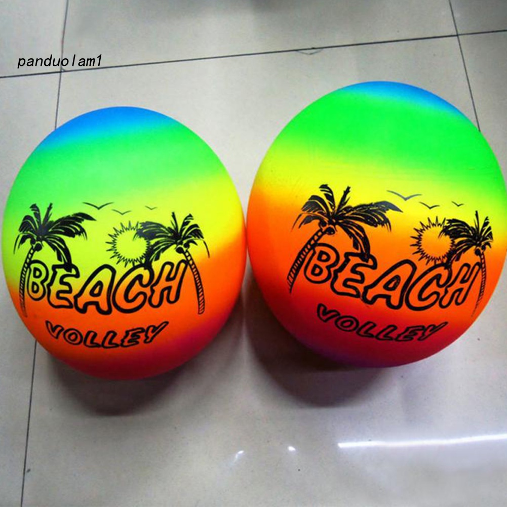 Bóng Chuyền Bơm Hơi Màu Cầu Vồng Dành Cho Trẻ Em Chơi Ở Bãi Biển Mùa Hè