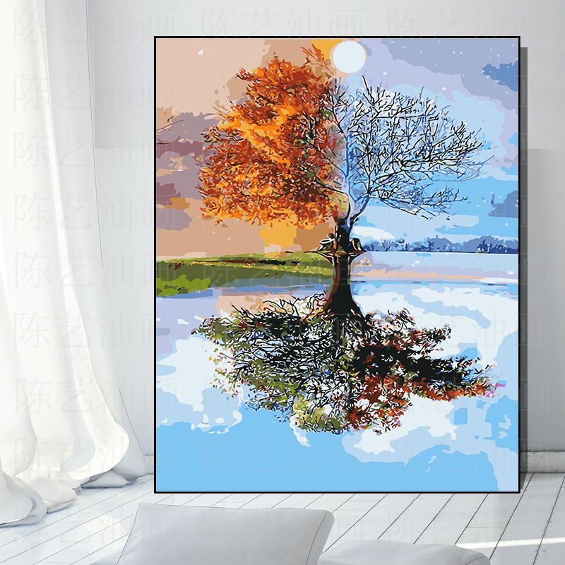 Tranh Sơn Dầu Trang Trí Nội Thất 30 * 40cm Tự Làm Hình Phong Cảnh