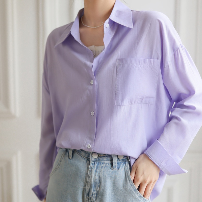 IELGY Áo Sơ Mi Dài Tay Thiết Kế Đơn Giản Thời Trang Hàn Quốc Cho Nữ