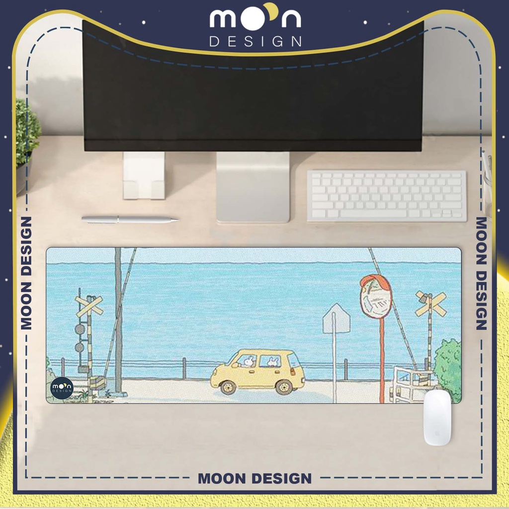 Lót Chuột Gaming in hình Khung Cảnh Bờ Biển bàn di chuột cỡ lớn Mouse Pad 30x80/40x90/50x100