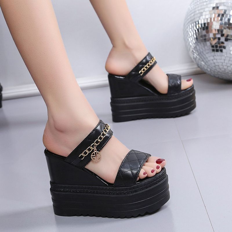 Dép Sandal Đế Xuồng 12cm Hở Mũi Phong Cách Anh Quốc Thời Trang Mùa Hè Cho Nữ