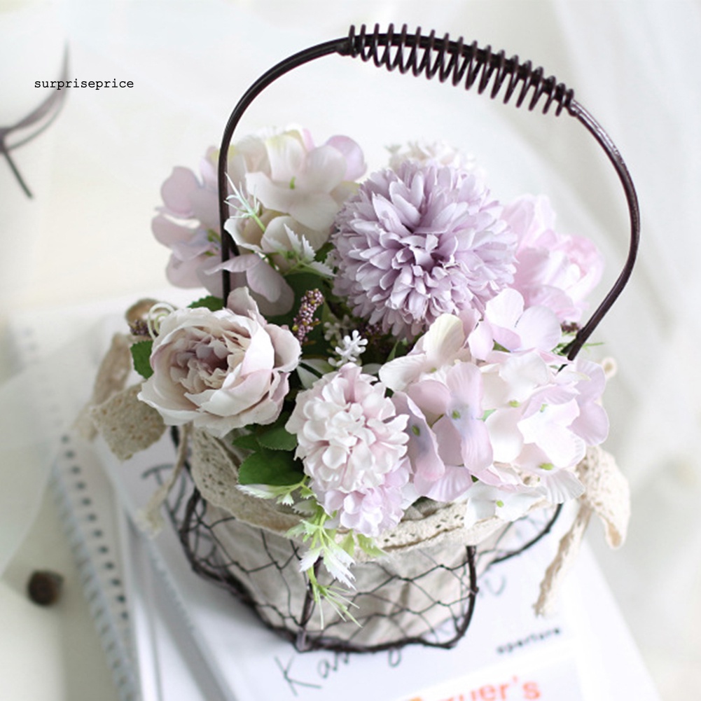 1 Giỏ Hoa Bonsai Nhân Tạo Bằng Sắt Để Bàn Trang Trí Nhà Cửa / Tiệc Tùng