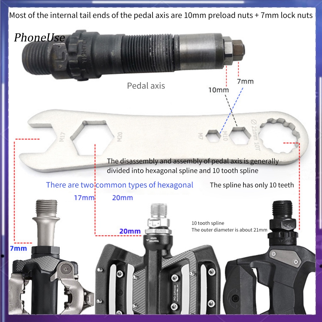 Pu Cờ Lê Bàn Đạp Xe Đạp Bằng Thép Không Gỉ Bền Chắc