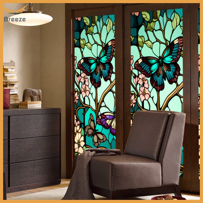 Phim Dán Cửa Kính Chống Tia Uv Không Dính Họa Tiết Bướm