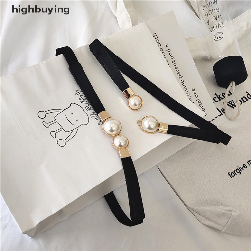 Thắt Lưng Da PU Đính Hạt Ngọc Trai Thời Trang Cho Nữ