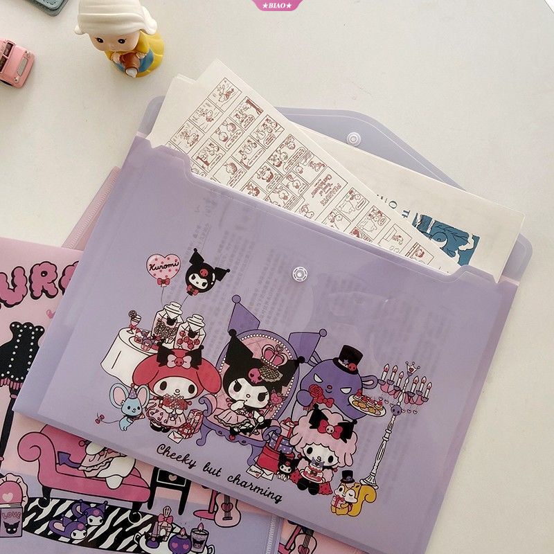 SANRIO Túi Đựng Tài Liệu Khổ A4 Bằng PVC Họa Tiết Hoạt Hình Kuromi Melody Dễ Thương
