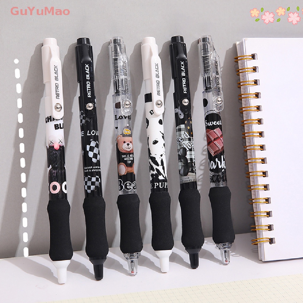 Set Bút Bi Mực Đen Ngòi 0.5mm Họa Tiết Hoạt Hình Dễ Thương