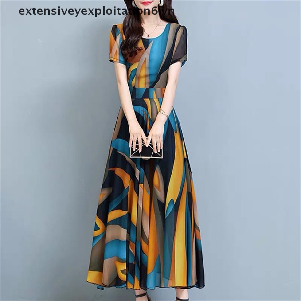 Đầm Chiffon Dài Dáng Chữ A Phong Cách Boho Thời Trang Mùa Hè Cho Nữ