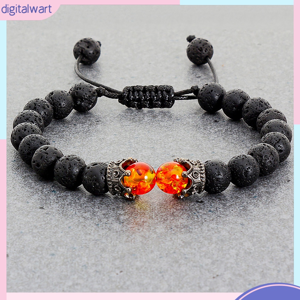 Vòng Tay Bện Dây Mặt Đá Hình Vương Miện Có Thể Điều Chỉnh Thời Trang Cho Nam