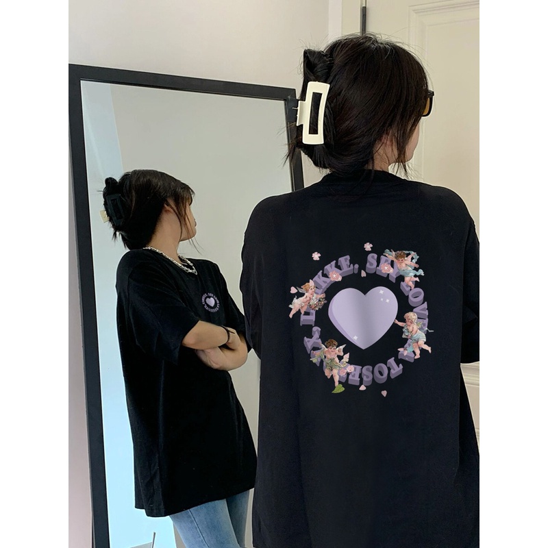Áo Thun 100% cotton Màu Đen Dáng Rộng Thời Trang Mùa Hè Dành Cho Nữ 5026